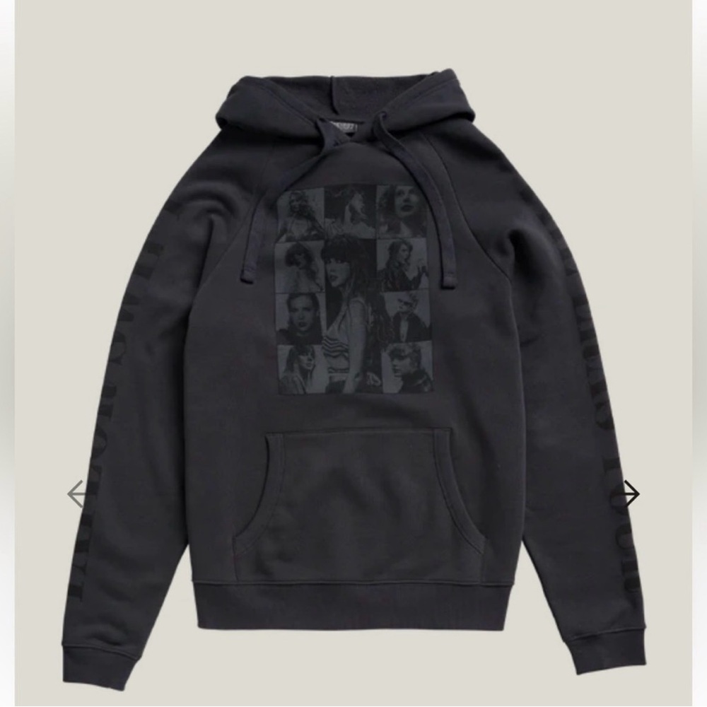 Taylor Swift The Eras Tour Sz XL Hoodie Sweatshirt Faded Gray Black